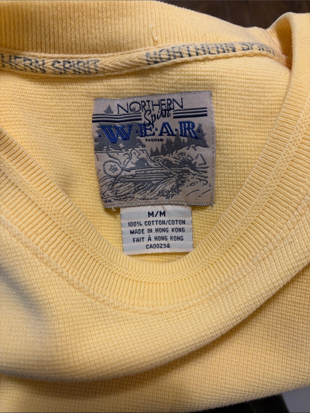 Men's Short Sleeve Crewneck Tee in Pale Yellow with Chest Logo - Picture 2 of 4